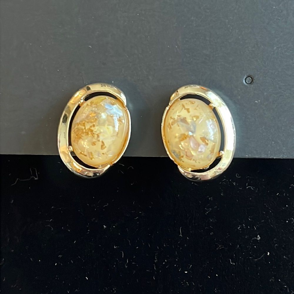 Vintage Coro Gold and Stone clip on earrings